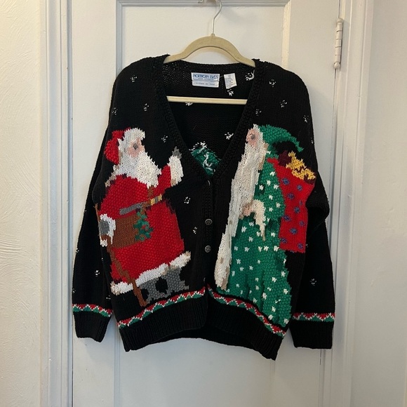 Vintage Sweaters - Northern Isles Hand Knit Santa Claus St Nick Ugly Christmas Sweater | large